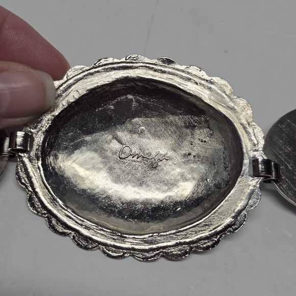 Omega Vintage Western Oval Teal Cabochon Concho Silver Chain Belt M/L Cowgirl main image 4